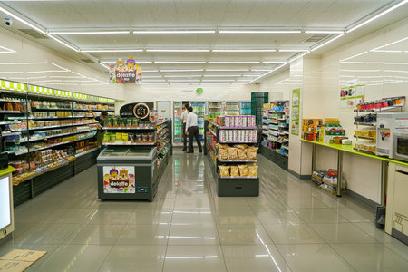 SEOUL, SOUTH KOREA - CIRCA MAY, 2017: inside a CU convenience store. CU is a convenience store franchise chain in South Korea.のeditorial素材