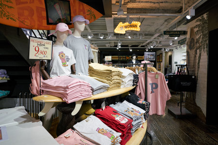 SEOUL, SOUTH KOREA - CIRCA JUNE, 2017: clothing on display at a store in Seoul.のeditorial素材