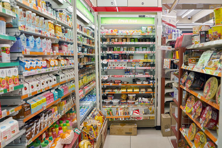 SEOUL, SOUTH KOREA - CIRCA MAY, 2017: inside 7-11 convenience store sign. 7-Eleven is an international chain of convenience stores.のeditorial素材
