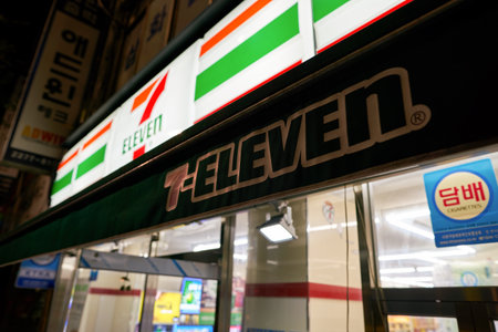 SEOUL, SOUTH KOREA - CIRCA MAY, 2017: 7-Eleven convenience store in Seoul. 7-Eleven is an...