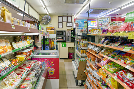 SEOUL, SOUTH KOREA - CIRCA MAY, 2017: inside 7-11 convenience store sign. 7-Eleven is an international chain of convenience stores.のeditorial素材
