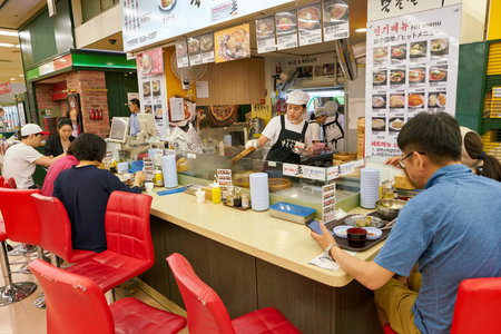 SEOUL, SOUTH KOREA - CIRCA MAY, 2017: inside Lotte Mart in Seoul. Lotte Mart is an east Asian hypermarket that sells a variety of groceries, clothing, toys, electronics, and other goods.のeditorial素材