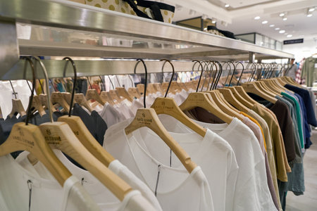 SEOUL, SOUTH KOREA - CIRCA MAY, 2017: clothing on display at a store in Seoul.のeditorial素材
