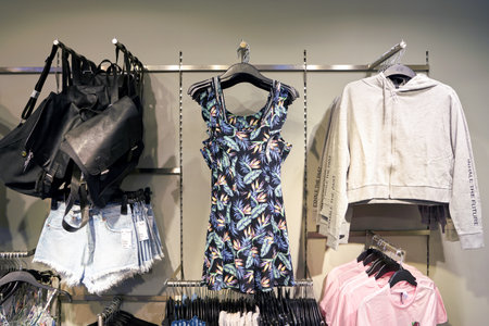 SEOUL, SOUTH KOREA - CIRCA MAY, 2017: clothing on display at H and M store in Seoul. H & M Hennes & Mauritz AB is a Swedish multinational clothing-retail companyのeditorial素材