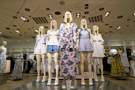 SEOUL, SOUTH KOREA - CIRCA MAY, 2017: inside H and M store in Seoul. H & M Hennes & Mauritz AB is a Swedish multinational clothing-retail companyのeditorial素材