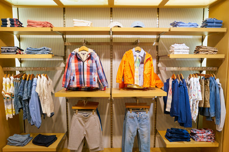 SEOUL, SOUTH KOREA - CIRCA MAY, 2017: clothing on display at a Tommy Hilfiger store in Seoul.のeditorial素材