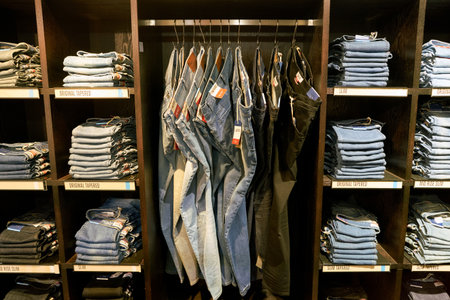 SEOUL, SOUTH KOREA - CIRCA MAY, 2017: clothing on display at a Tommy Hilfiger store in Seoul.のeditorial素材