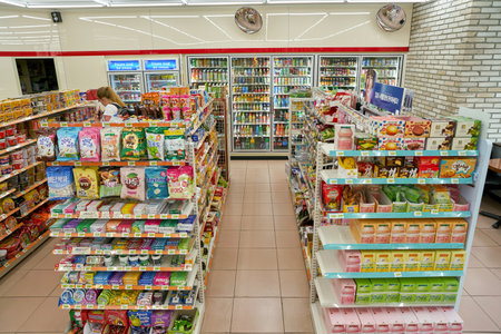 SEOUL, SOUTH KOREA - CIRCA MAY, 2017: inside 7-11 convenience store sign. 7-Eleven is an international chain of convenience stores.のeditorial素材