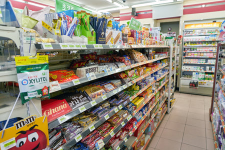 SEOUL, SOUTH KOREA - CIRCA MAY, 2017: inside 7-11 convenience store sign. 7-Eleven is an international chain of convenience stores.のeditorial素材