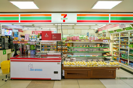 SEOUL, SOUTH KOREA - CIRCA MAY, 2017: 7-Eleven convenience store in Seoul. 7-Eleven is an...