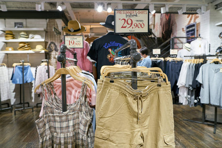 SEOUL, SOUTH KOREA - CIRCA JUNE, 2017: clothing on display at a store in Seoul.のeditorial素材