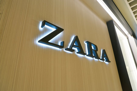 SEOUL, SOUTH KOREA - CIRCA MAY, 2017: close up shot of Zara sign. Zara is a Spanish clothing and accessories retailerのeditorial素材