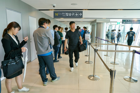 SEOUL, SOUTH KOREA - CIRCA MAY, 2017: inside Domestic Terminal at Gimpo Airport. Gimpo International...
