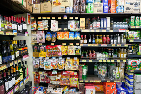 SEOUL, SOUTH KOREA - CIRCA MAY, 2017: goods on display at a supermarket in Seoul.のeditorial素材