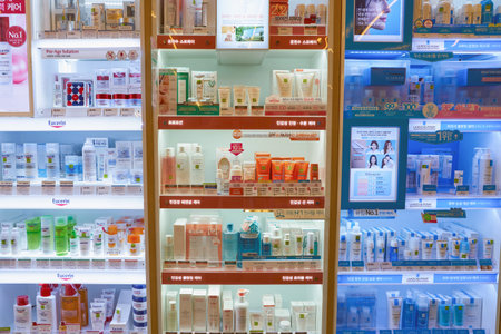 SEOUL, SOUTH KOREA - CIRCA MAY, 2017: goods on display at Olive Young store in Seoul.のeditorial素材