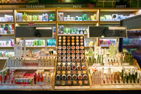 SEOUL, SOUTH KOREA - CIRCA MAY, 2017: goods on display at Nature Republic store in Seoul. Nature Republic is a South Korean cosmetics brand.のeditorial素材