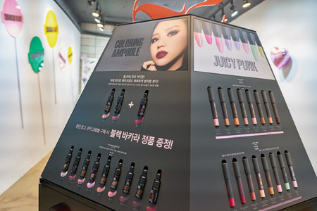SEOUL, SOUTH KOREA - CIRCA MAY, 2017: goods on display Chosungah Beauty store in Seoul.のeditorial素材