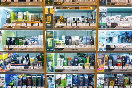 SEOUL, SOUTH KOREA - CIRCA MAY, 2017: goods on display at Olive Young store in Seoul.のeditorial素材