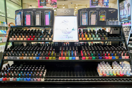 SEOUL, SOUTH KOREA - CIRCA MAY, 2017: goods on display at Aritaum shop in Seoul.のeditorial素材