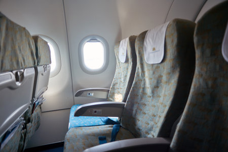 HANOI, VIETNAM - MAY 11, 2015: inside an Vietnam Airlines aircraft.のeditorial素材