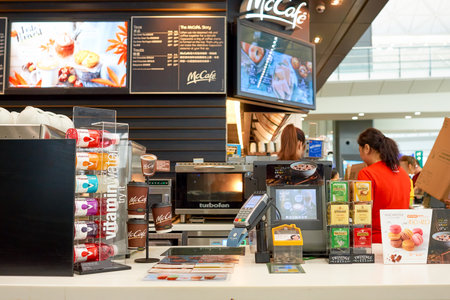HONG KONG - CIRCA NOVEMBER, 2016: a McCafe in Hong Kong. McCafe is a coffee-house-style food and...