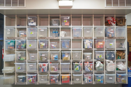 CHICAGO, IL, - CIRCA APRIL, 2016: inside Chicago Getaway Hostel. Hostels provide budget-oriented, sociable accommodation where guests can rent a bed, usually a bunk bed, in a dormitory.のeditorial素材