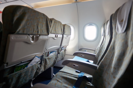 HANOI, VIETNAM - MAY 11, 2015: inside an Vietnam Airlines aircraft.のeditorial素材