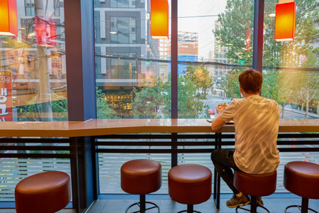 SEOUL, SOUTH KOREA - CIRCA MAY, 2017: Burger King in Seoul. Burger King is an American global chain of hamburger fast food restaurants.のeditorial素材