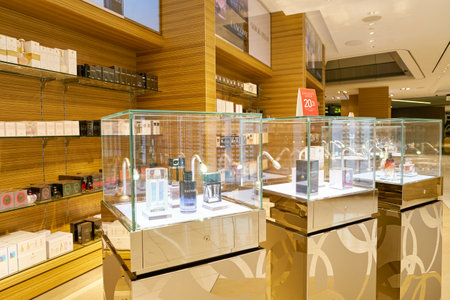 DOHA, QATAR - CIRCA MAY, 2017: inside Hamad International Airport of Doha, the capital city of Qatar.のeditorial素材