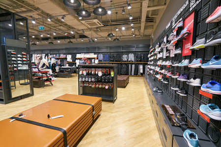 SAINT PETERSBURG, RUSSIA - CIRCA AUGUST, 2017: inside Nike store at Galeria shopping center.のeditorial素材
