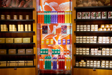 DOHA, QATAR - CIRCA MAY, 2017: Marmalade market at Hamad International Airport of Doha, the capital city of Qatar.のeditorial素材