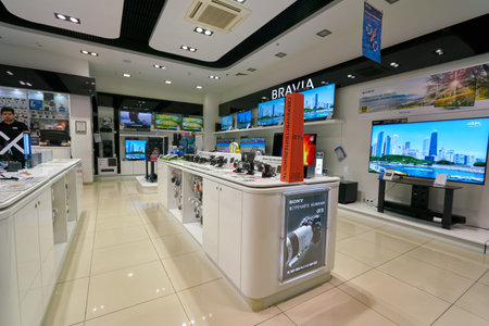 SAINT PETERSBURG, RUSSIA - CIRCA AUGUST, 2017: inside Sony Center at Galeria shopping center.