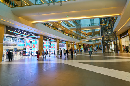 SAINT PETERSBURG, RUSSIA - CIRCA AUGUST, 2017: inside Galeria shopping center. Galeria is major shopping and entertainment center is located in downtown of St. Petersburgのeditorial素材