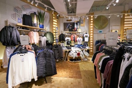 SAINT PETERSBURG, RUSSIA - CIRCA AUGUST, 2017: inside Pull&Bear store at Galeria shopping center....