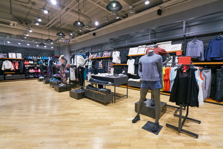 SAINT PETERSBURG, RUSSIA - CIRCA AUGUST, 2017: inside Nike store at Galeria shopping center.のeditorial素材