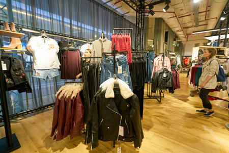 SAINT PETERSBURG, RUSSIA - CIRCA AUGUST, 2017: Bershka store at Galeria shopping center. Bershka is a retailer and part of the Spanish Inditex groupのeditorial素材