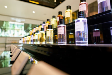 DOHA, QATAR - CIRCA MAY, 2017: perfumes on display at "Maison de Parfum" pavilion by Dior at Hamad International Airport.のeditorial素材