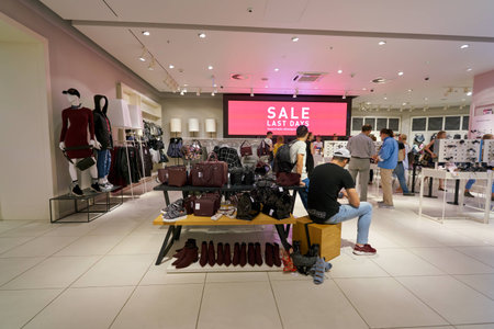 SAINT PETERSBURG, RUSSIA - CIRCA AUGUST, 2017: inside Reserved store at Galeria shopping center. Reserved is a Polish clothing store chain.のeditorial素材