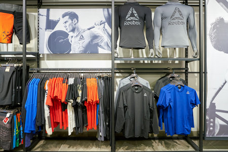 SAINT PETERSBURG, RUSSIA - CIRCA OCTOBER, 2017: inside Adidas store in Saint Petersburg.