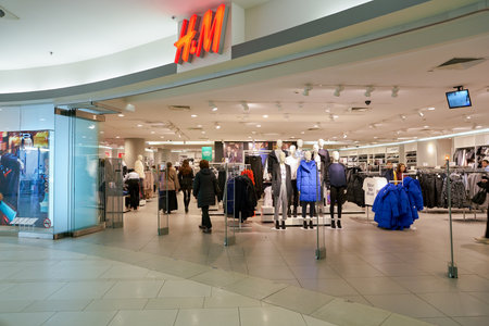 SAINT PETERSBURG, RUSSIA - CIRCA OCTOBER, 2017: inside H&M store in Nevsky center shopping mall.