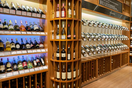 BUSAN, SOUTH KOREA - MAY 28, 2017: inside Wine Gallery at Lotte Department Store.
