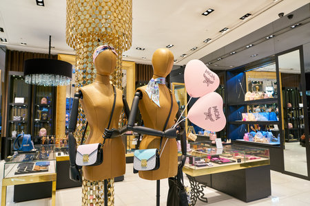 BUSAN, SOUTH KOREA - MAY 28, 2017: MCM store at Lotte Department Store. MCM Worldwide is a leather...