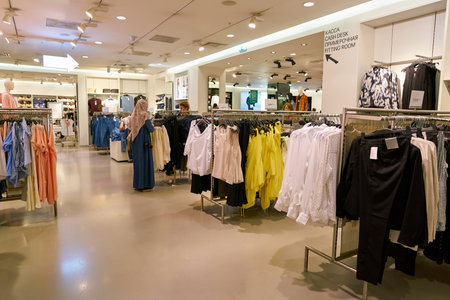 SAINT PETERSBURG, RUSSIA - CIRCA AUGUST, 2017: inside H & M store at Galeria shopping center. H & M ...