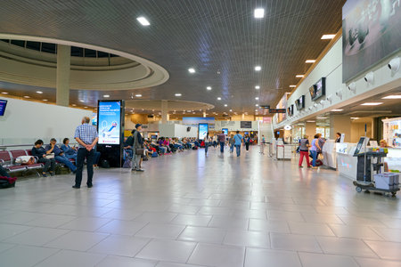 SAINT PETERSBURG, RUSSIA - CIRCA AUGUST, 2017: inside Pulkovo International Airportのeditorial素材