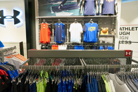 BUSAN, SOUTH KOREA - CIRCA MAY, 2017: inside Under Armor store at  Lotte Department Store in Busan