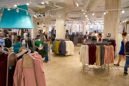 SAINT PETERSBURG, RUSSIA - CIRCA AUGUST, 2017: inside befree store at Galeria shopping center....