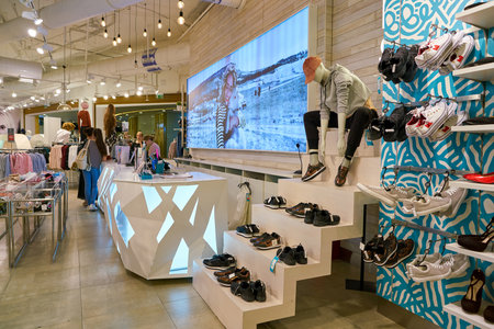 SAINT PETERSBURG, RUSSIA - CIRCA AUGUST, 2017: inside befree store at Galeria shopping center....