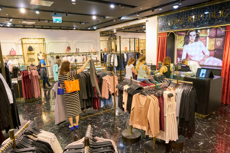 SAINT PETERSBURG, RUSSIA - CIRCA AUGUST, 2017: inside Love Republic store at Galeria shopping center. Galeria is major shopping and entertainment center is located in downtown of St. Petersburgのeditorial素材