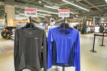 BUSAN, SOUTH KOREA - MAY 25, 2017: inside Nike store at Lotte Mall in Busan.のeditorial素材