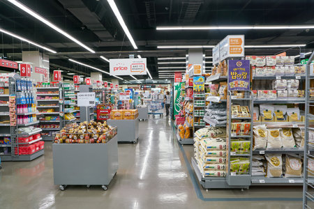 BUSAN, SOUTH KOREA - MAY 25, 2017: inside a Lotte Mart in Busan. Lotte Mart is an east Asian...